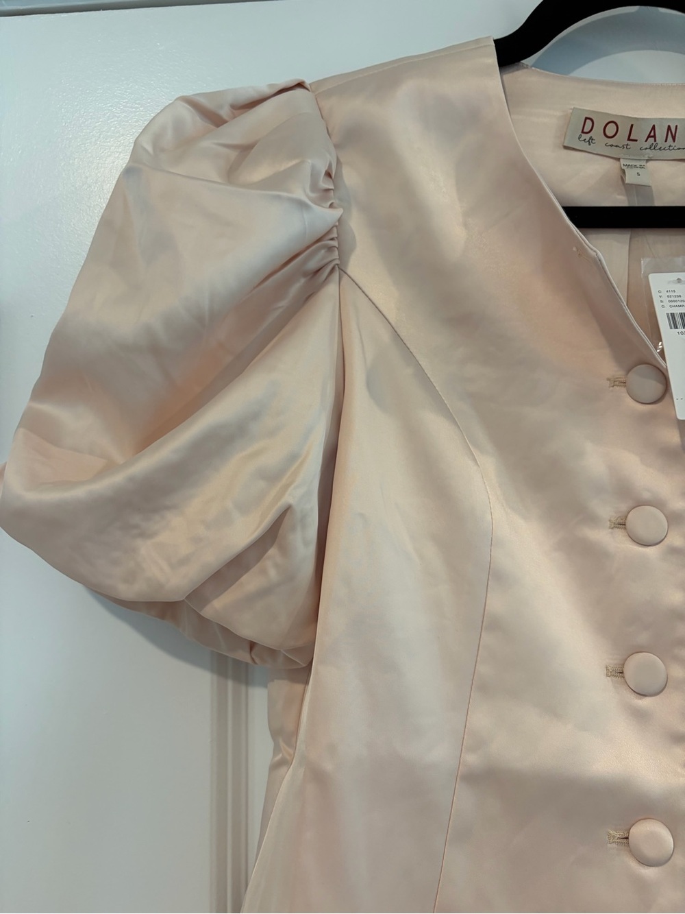 dolan Blush Pink Puff Sleeve Button-Front Top - Picture 7 of 8